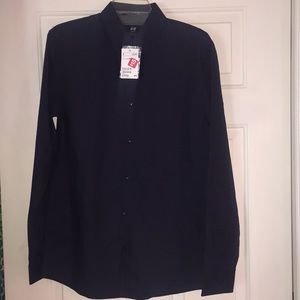 Button up Slim Fit Navy Blue Men Shirt
